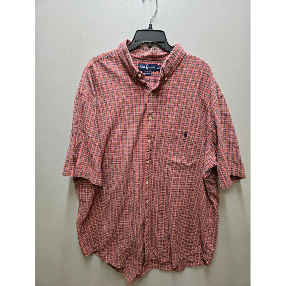 Polo Ralph Lauren Short Sleeve Button Down Shirt Mens 2XLT Multicolor Plaid Pony